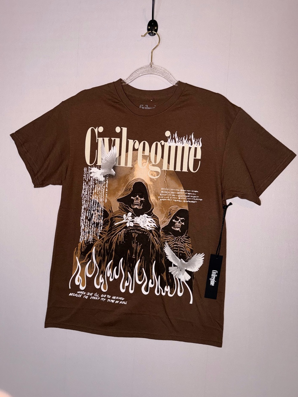 Civil Regime Classic Tee Looming Darkness Grim Reaper Flame Dove NWT Mens Medium